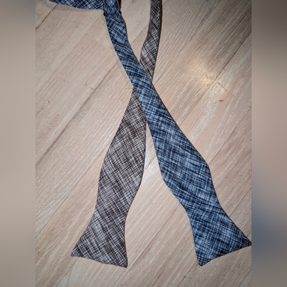 Navy and Brown Plaid Bow Tie by Cotton Treats - Picture 2 of 6